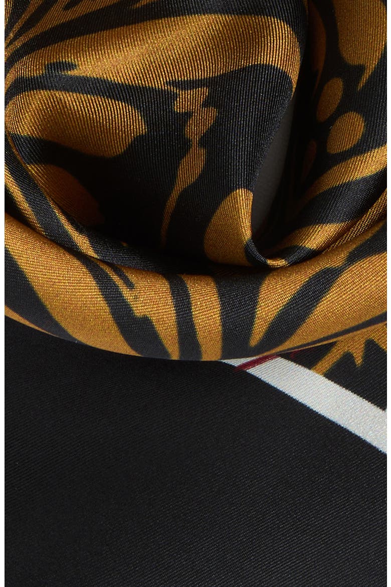 Golden Garden Silk Bandana, Alternate, color, BLACK