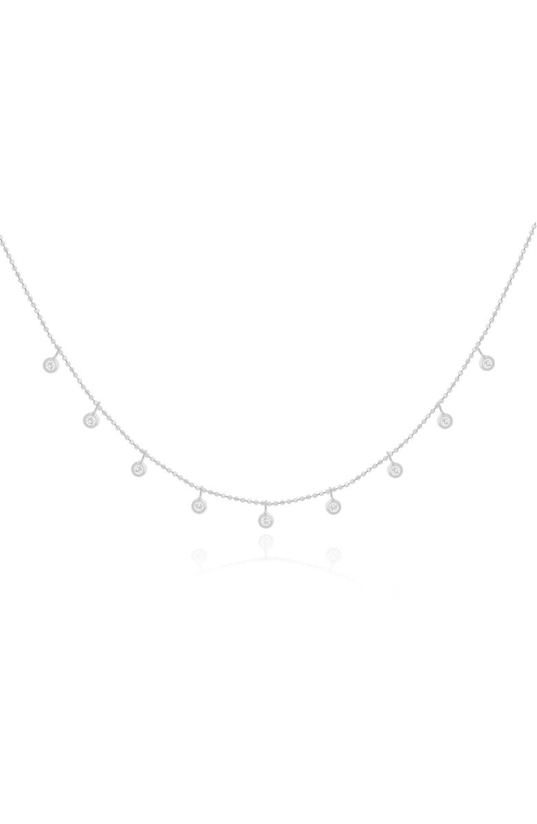 The Lovery Fine Jewelry Dangle Diamond Bezel Necklace, Main, color, White Gold