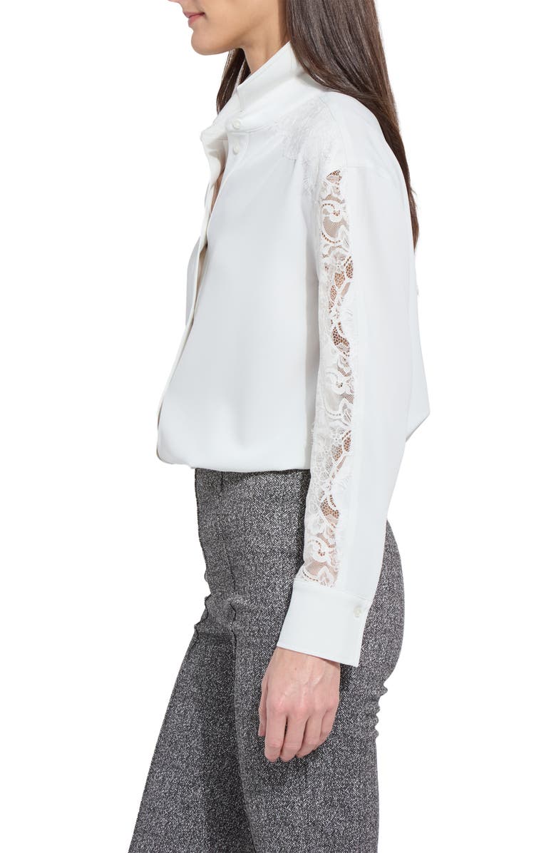 Lysse Natasha Lace Trim Button-Up Shirt, Alternate, color, Ice
