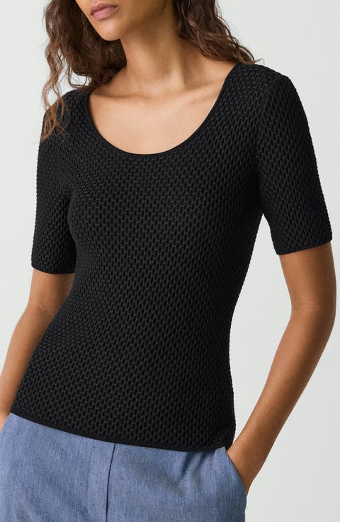 Bleecke Texture Scoop Neck T-Shirt