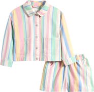 NEXT Kids' Stripe Cotton Snap-Up Jacket & Shorts Set