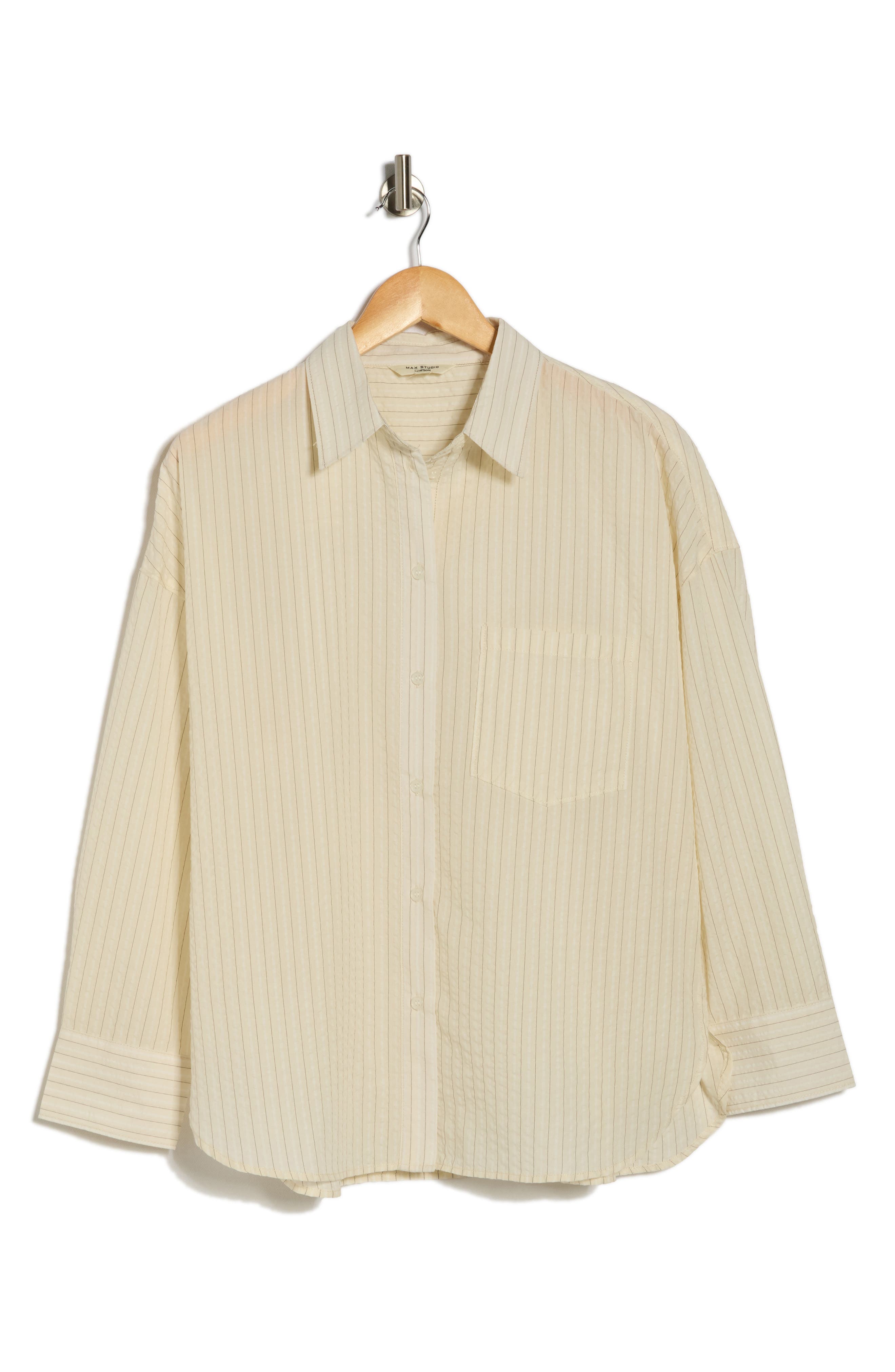 MAX STUDIO Oversize Stripe Button-Up Shirt