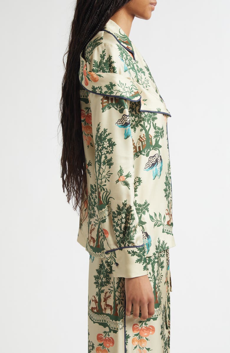 MONSE Deconstructed Silk Pajama Top, Alternate, color, Beige Multi