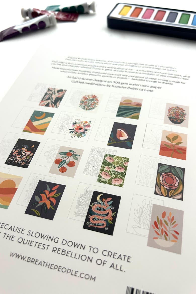 Meditative Art Workbook + Acrylics, Alternate, color, White