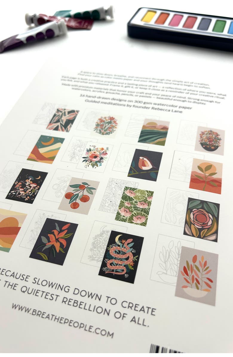 Breathe People Meditative Art Workbook + Acrylics, Alternate, color, White