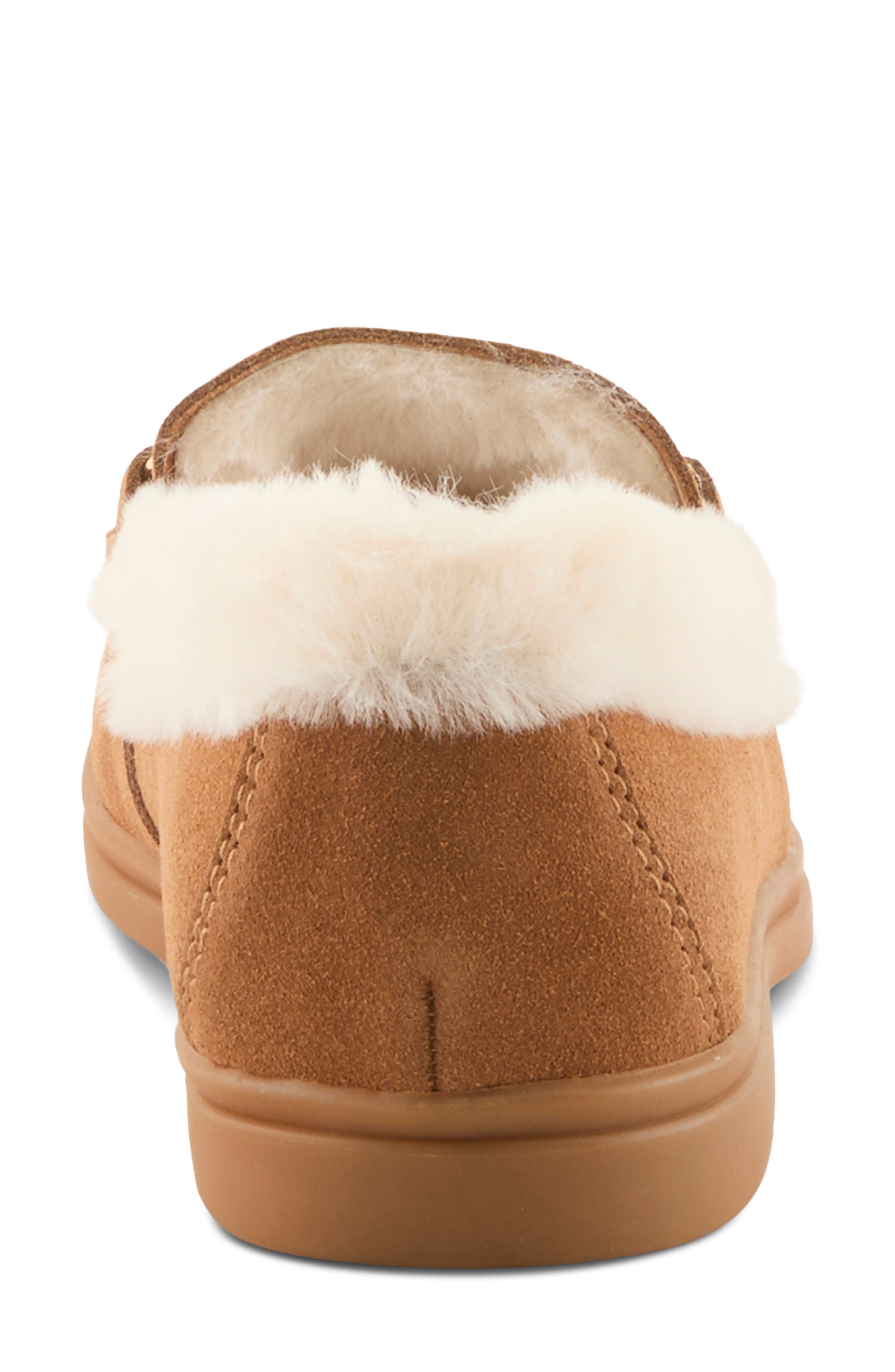 Spring Step Laurin Faux Fur Lined Loafer, Alternate, color, Camel Suede