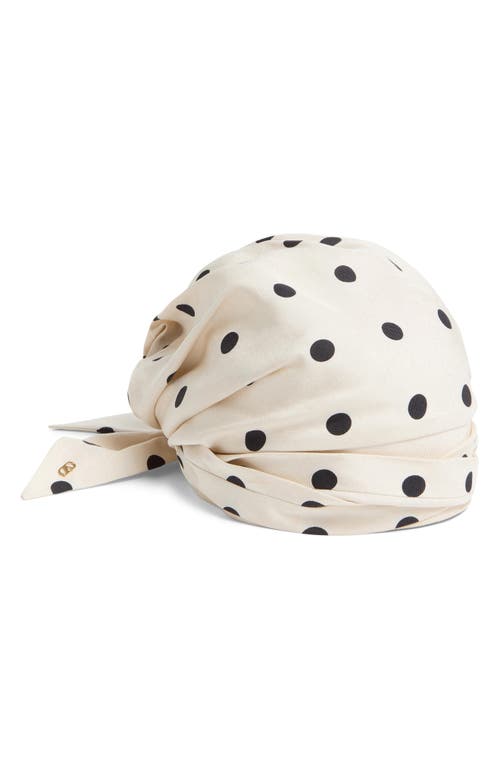 Shop Valentino Garavani Polka Dot Silk Head Wrap In Black/cream
