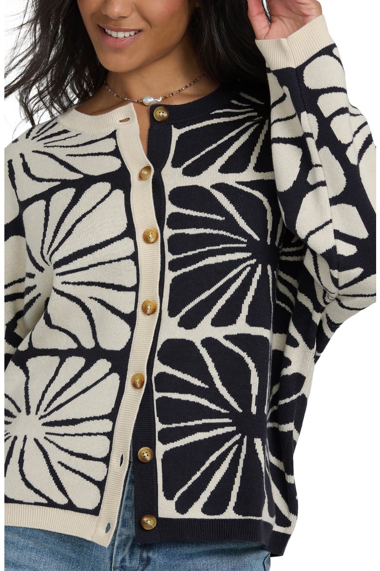 Overheated Colorblock Cotton Blend Cardigan, Alternate, color, BLACK SANDS