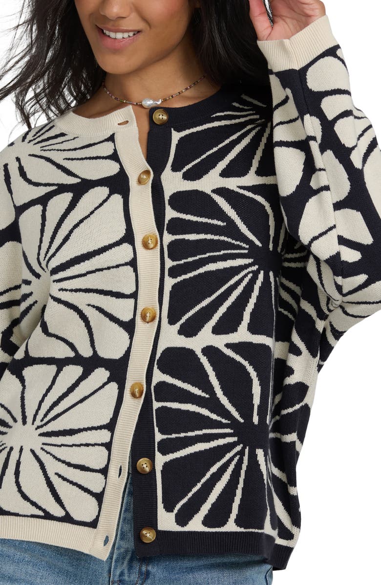 Billabong Overheated Colorblock Cotton Blend Cardigan, Alternate, color, Black Sands