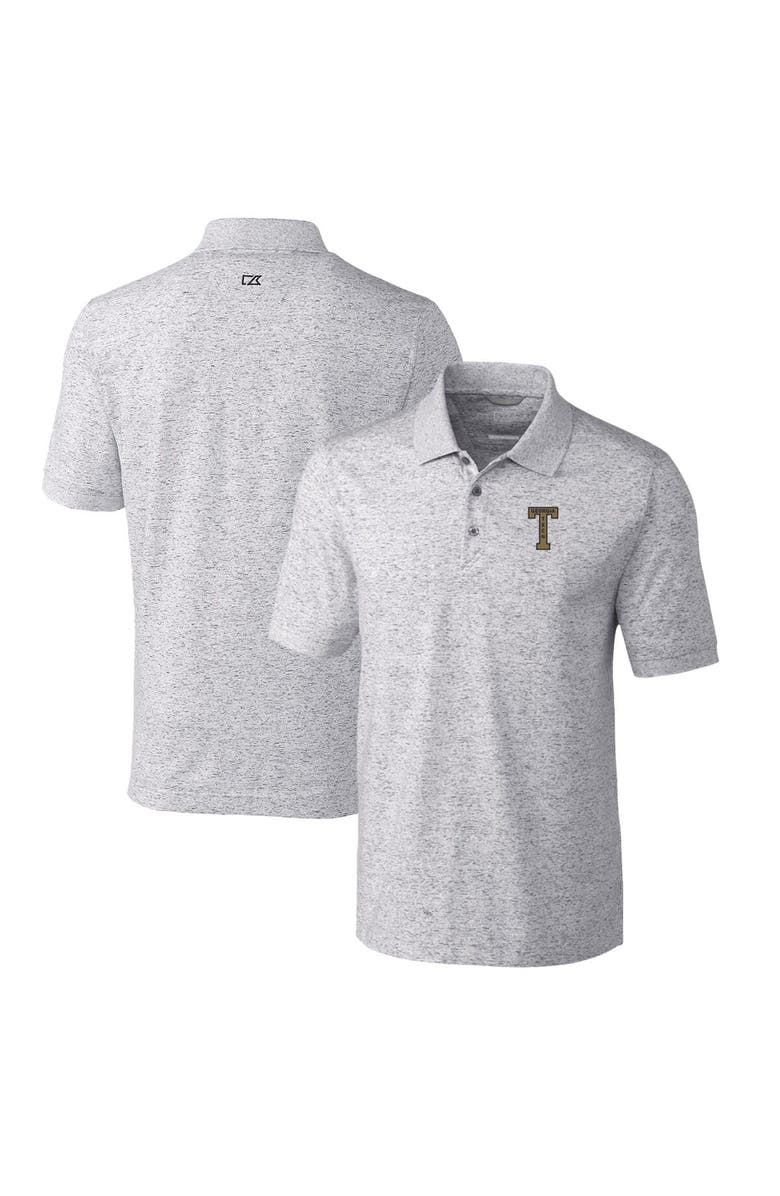 Cutter & Buck Men's Cutter & Buck Steel Georgia Tech Yellow Jackets Advantage Space Dye Tri-Blend Polo, Main, color, Steel
