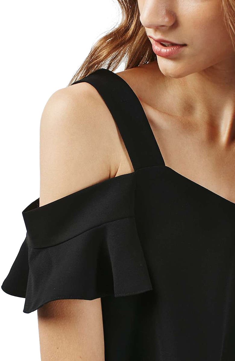 Topshop 'Polly' Ruffle Bardot Top, Alternate, color, 