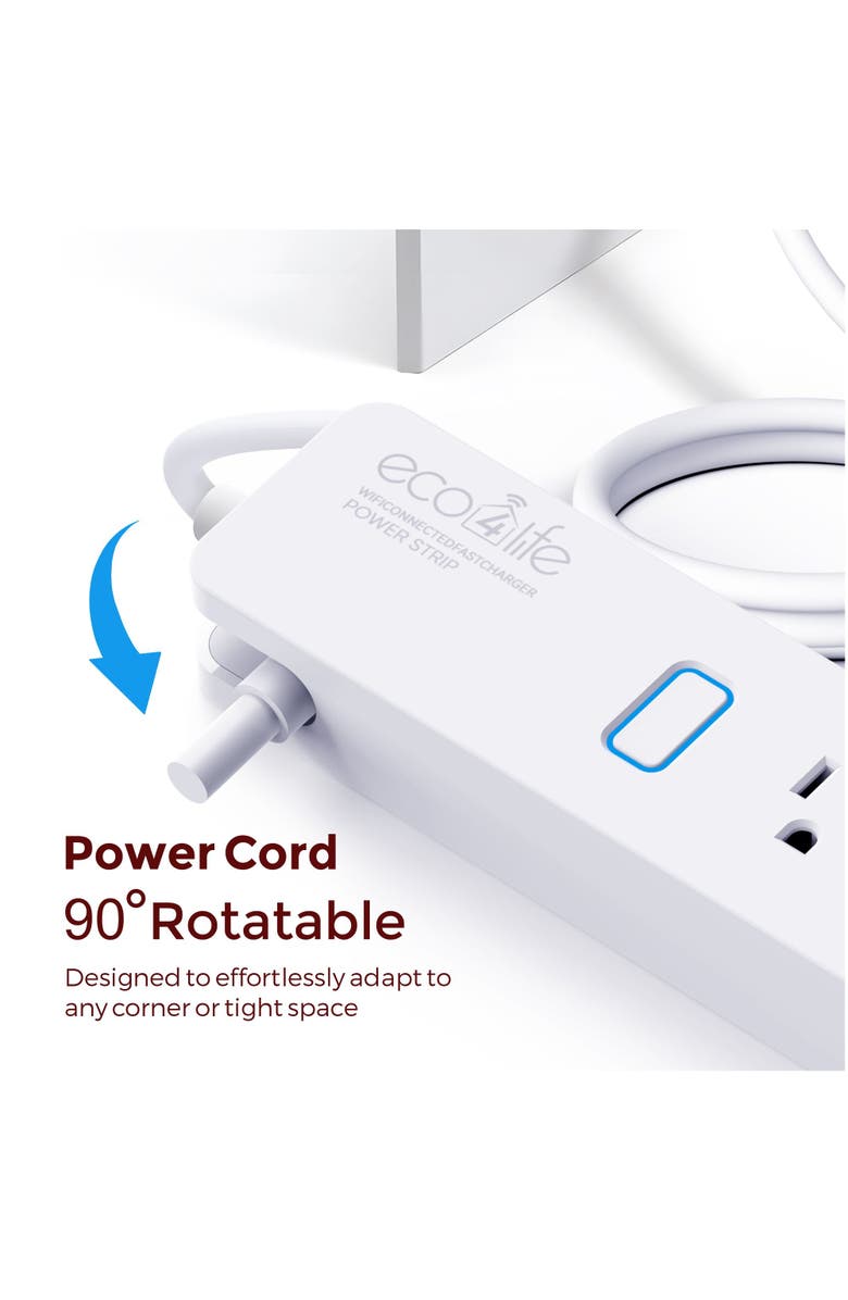 Eco4Life Smart WiFi Surge Protector Power Strip, Alternate, color, White