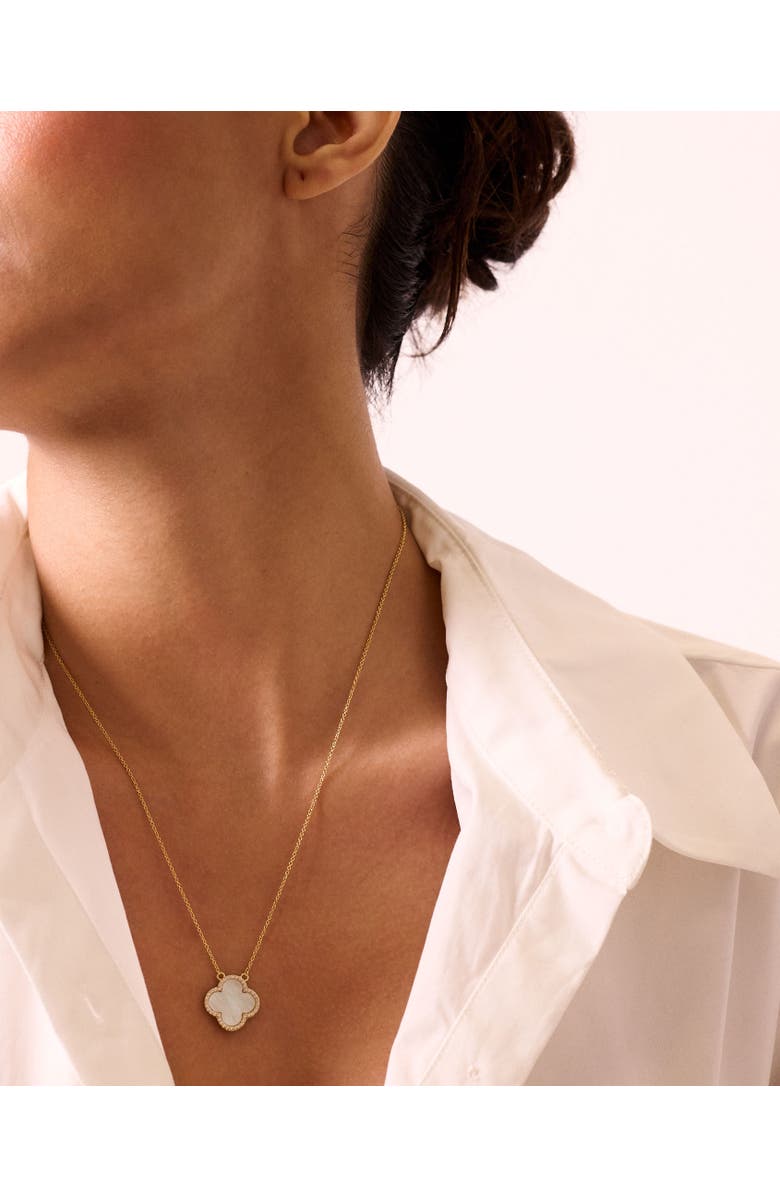 Electric Picks Icon White Clover Necklace, Alternate, color, Gold