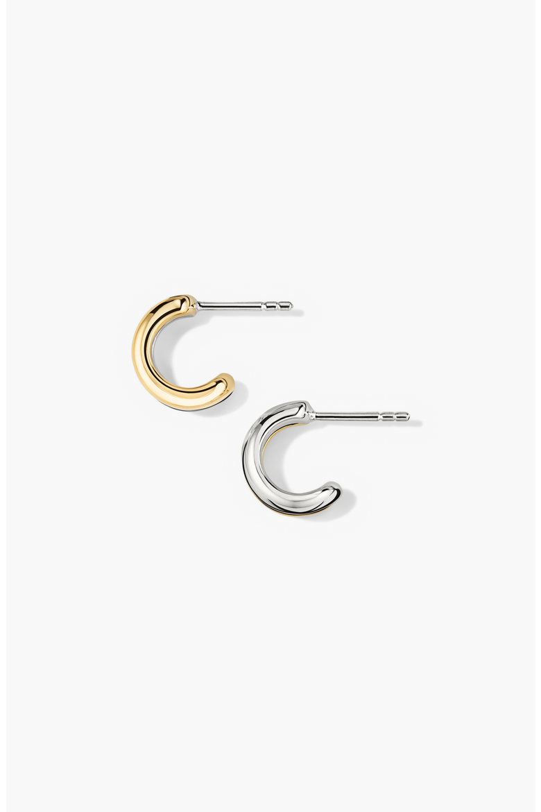 Duet Mixed Huggie Hoops, Alternate, color, Gold / Silver
