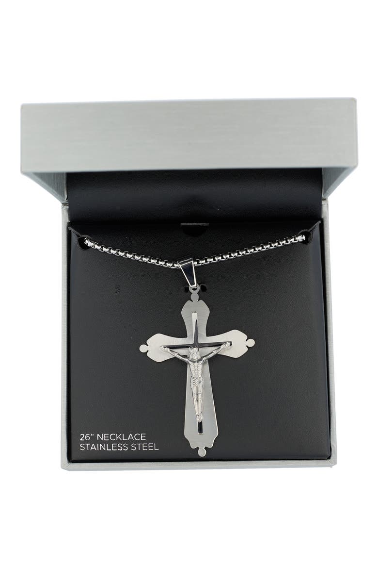 Men's Cross Pendant Necklace, Main, color, SILVER