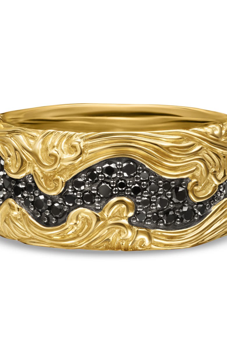 David Yurman Waves Pavé Band Ring, Alternate, color, 18K Gold