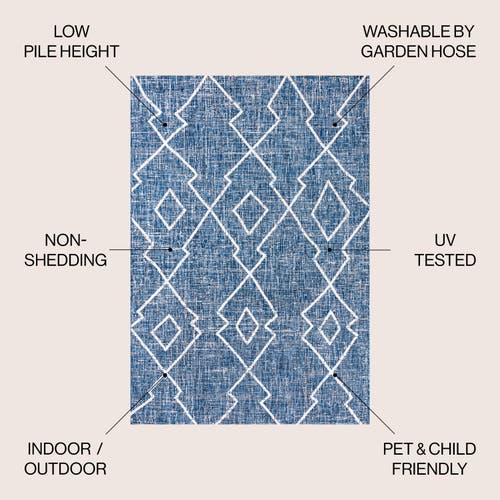 Jonathan Y Carwa Diamond Trellis Indoor/outdoor Area Rug In Blue/ivory