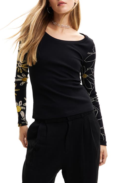 Ribbed Floral T-Shirt