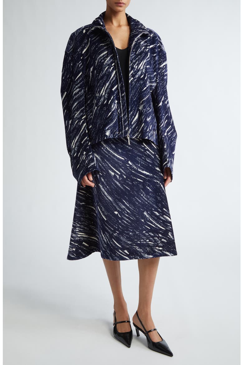 Cotton Stretch Fleece Midi Skirt, Alternate, color, MIDNIGHT