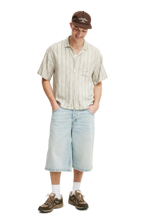 Cotton On Box Fit Short Sleeve Shirt In Off White Grid Check
