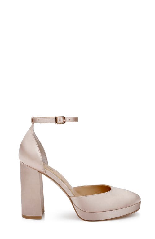 Jewel Badgley Mischka Stephanie Ankle Strap Platform Pump In Gold