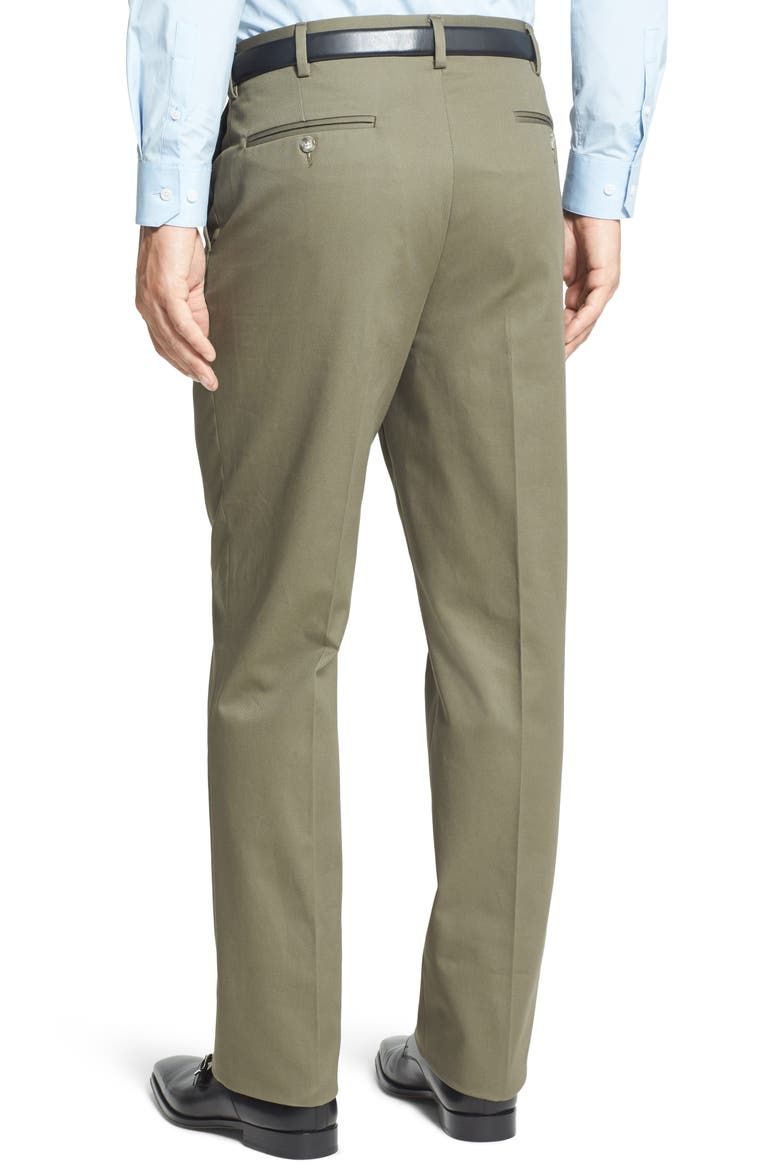 Flat Front Classic Fit Cotton Dress Pants, Alternate, color, OLIVE