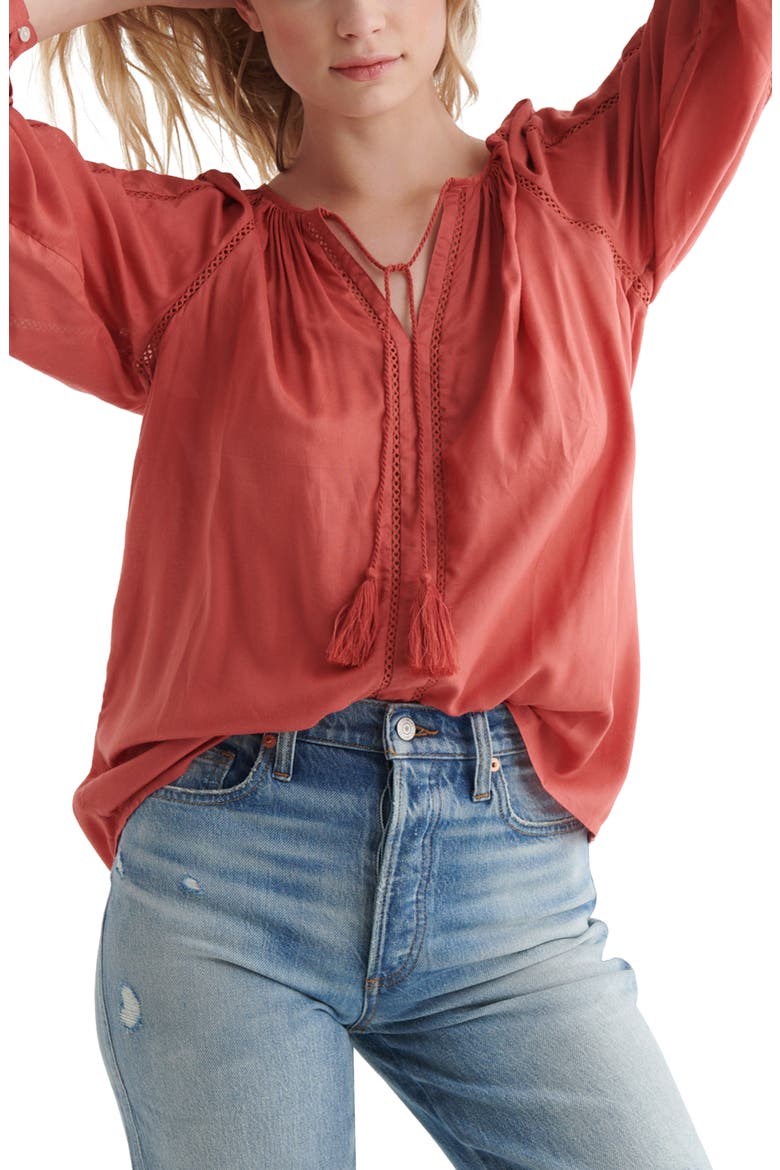 Cutwork Peasant Blouse, Main, color, TANDORI SPICE