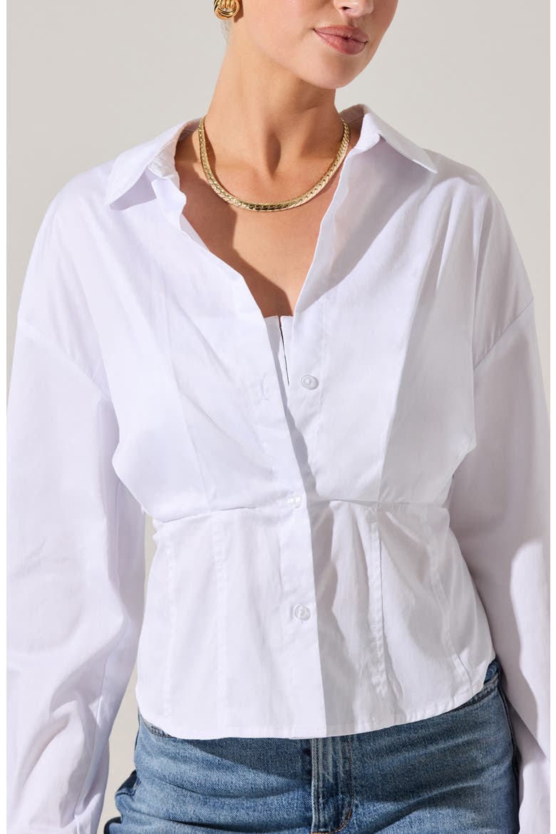 Layered Button-Up Shirt, Alternate, color, WHITE