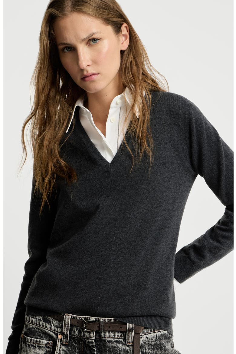Cashmere sweater with monili, Alternate, color, Dark Grey
