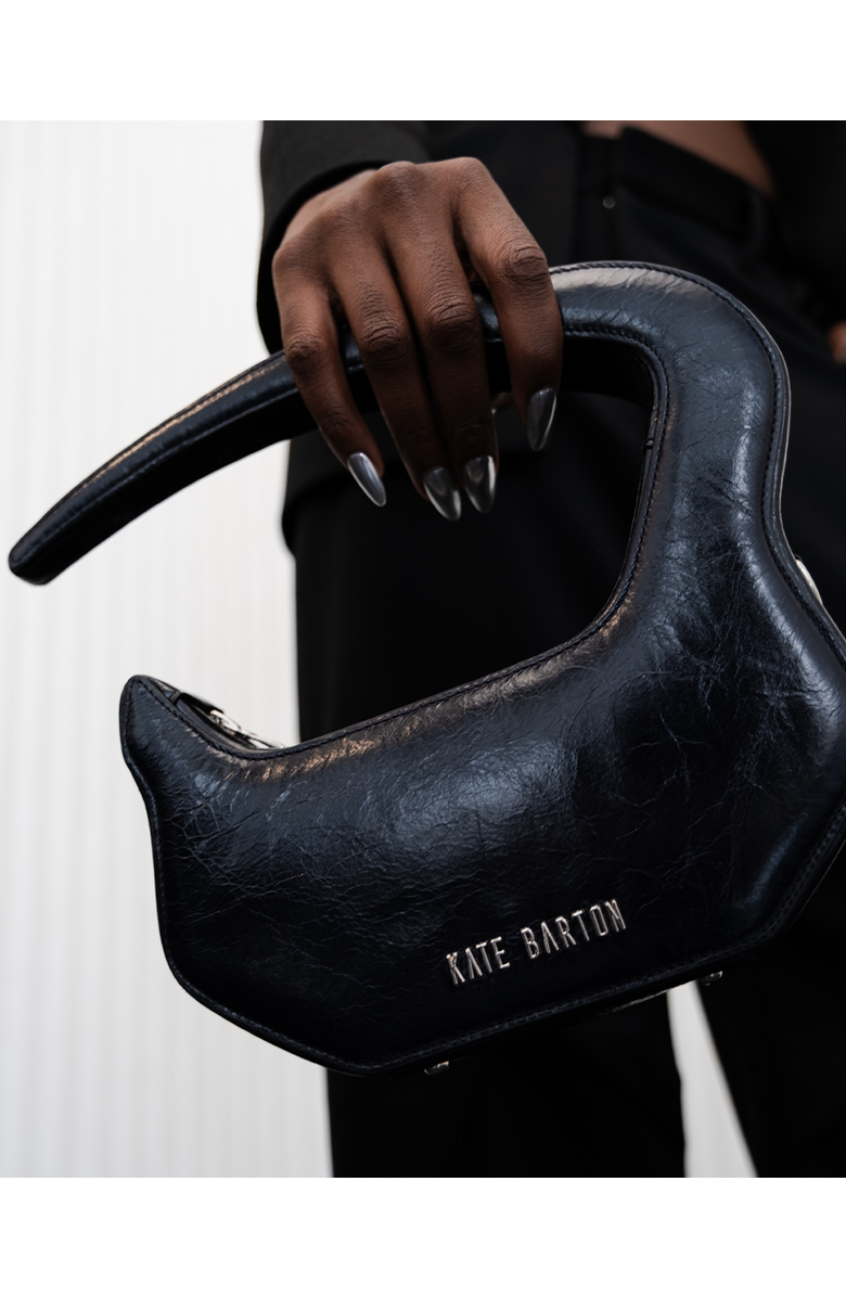 KATE BARTON Pierced Leather Bag, Alternate, color, Midnight Navy