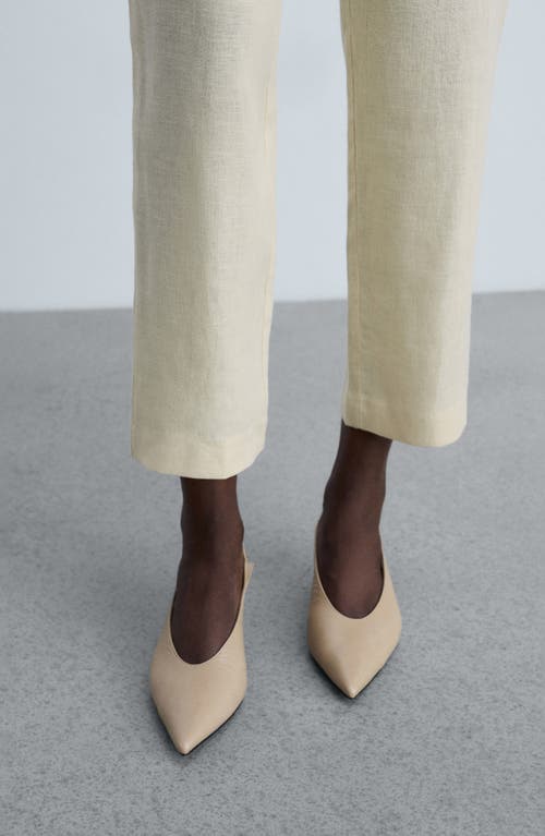 Mango Linen Straight Leg Crop Pants In White