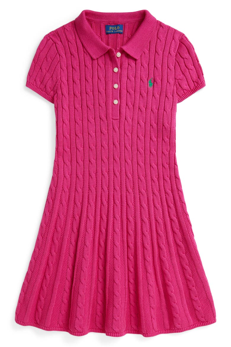 Cotton Cable Knit Sweater Dress, Main, color, COLLEGE PINK