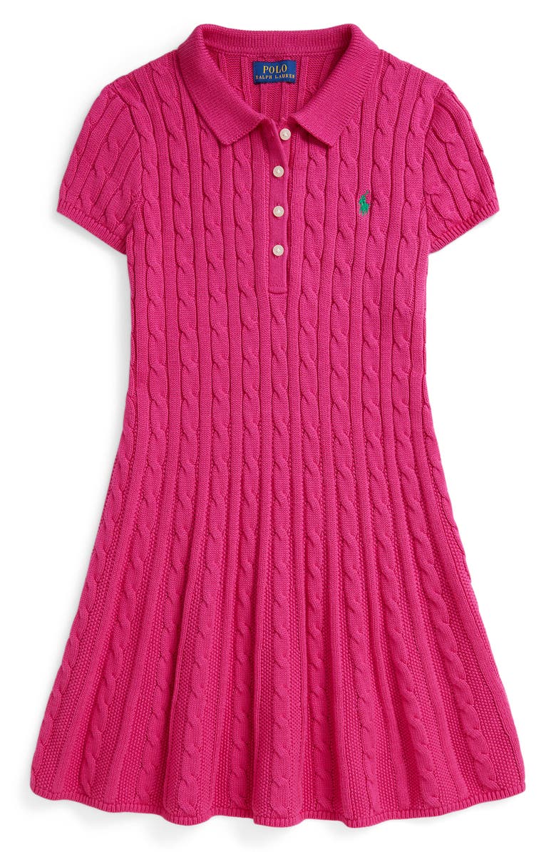 Polo Ralph Lauren Cotton Cable Knit Sweater Dress, Main, color, College Pink
