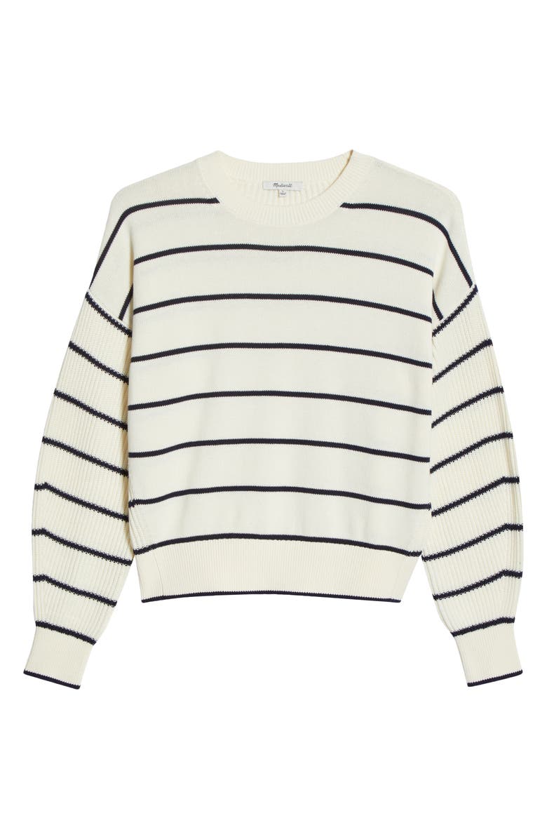 Madewell Mixed Knit Stripe Sweater, Alternate, color, Navy Stripe Combo