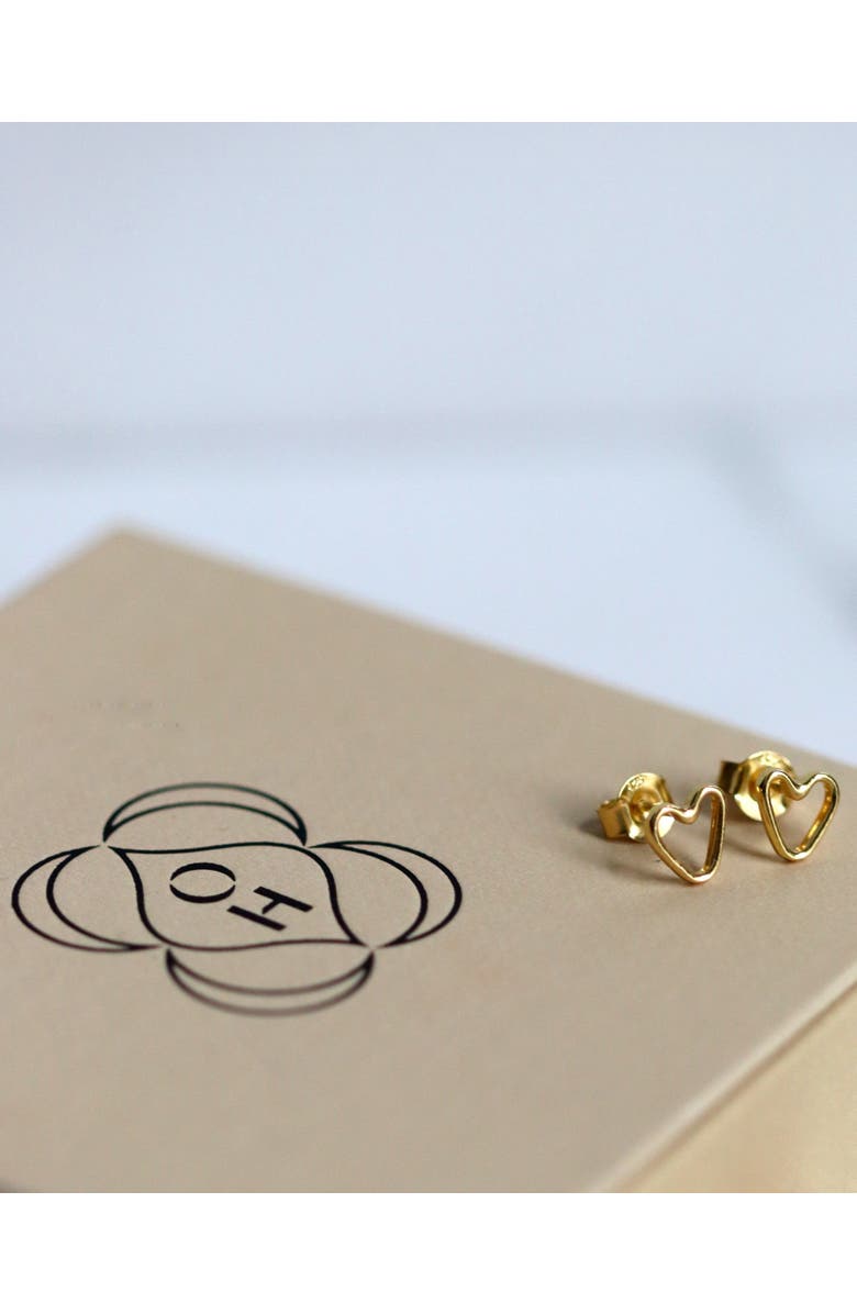 Ottoman Hands Heart Studs, Alternate, color, Gold