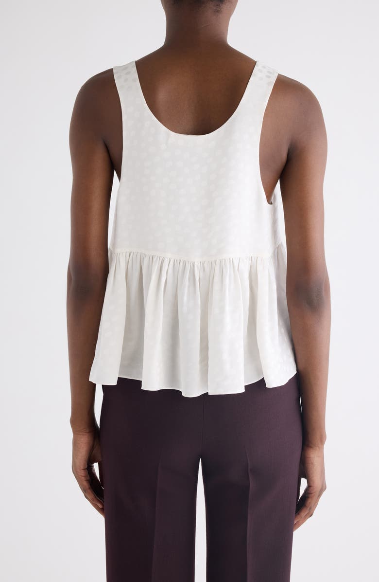 Chloé Polka Dot Jacquard Organic Silk Crêpe de Chine Tank, Alternate, color, Iconic Milk