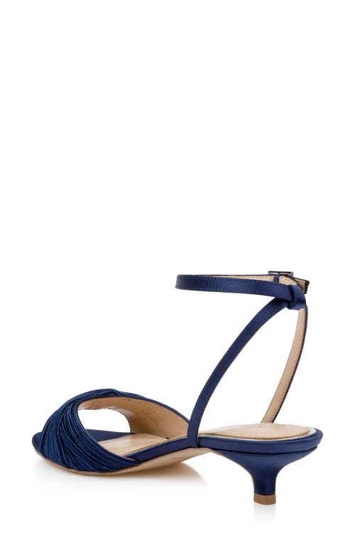 Jewel Badgley Mischka Nance Ankle Strap Kitten Heel Sandal In Navy Satin