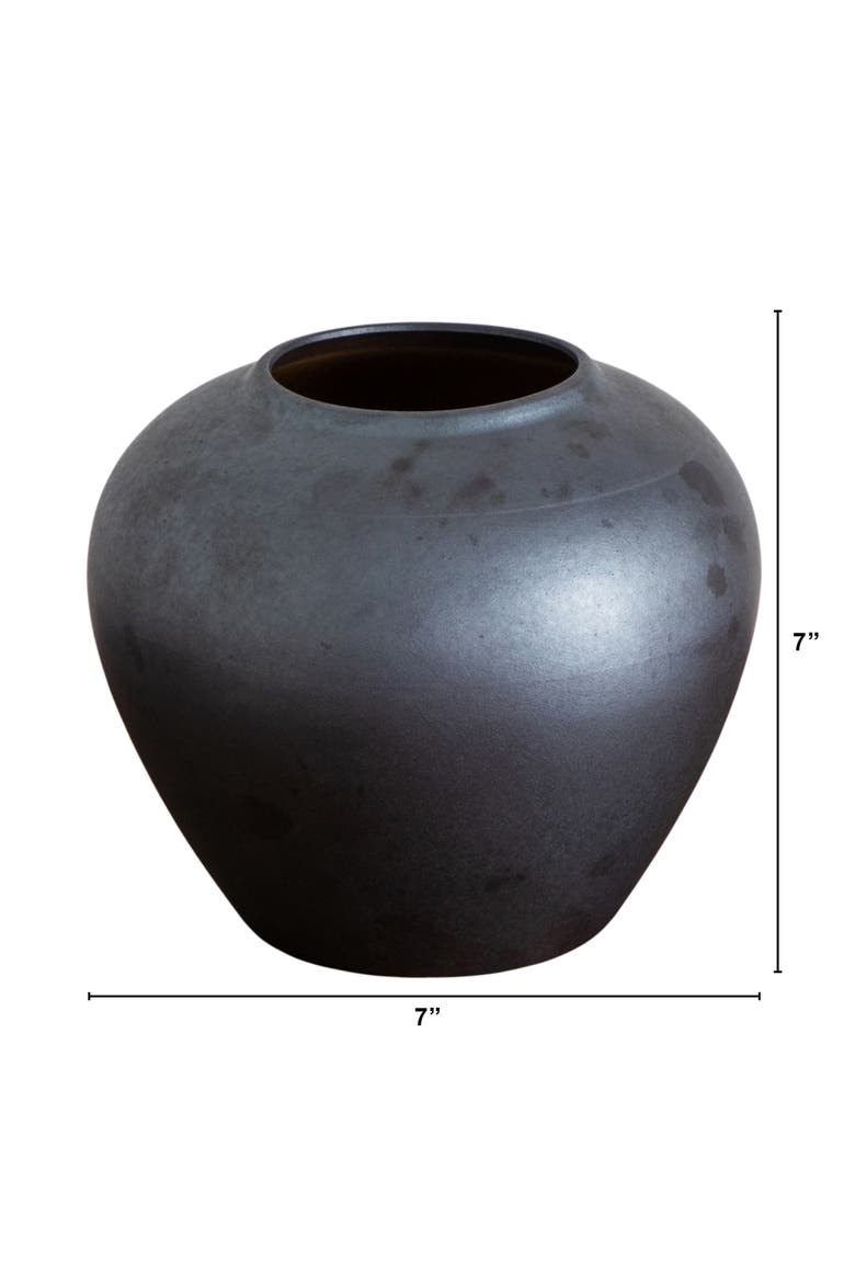 7-in Black Round Urn Vase, Alternate, color, Black