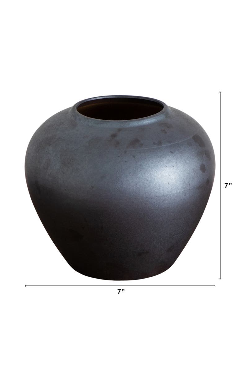 NEARLY NATURAL 7-in Black Round Urn Vase, Alternate, color, Black