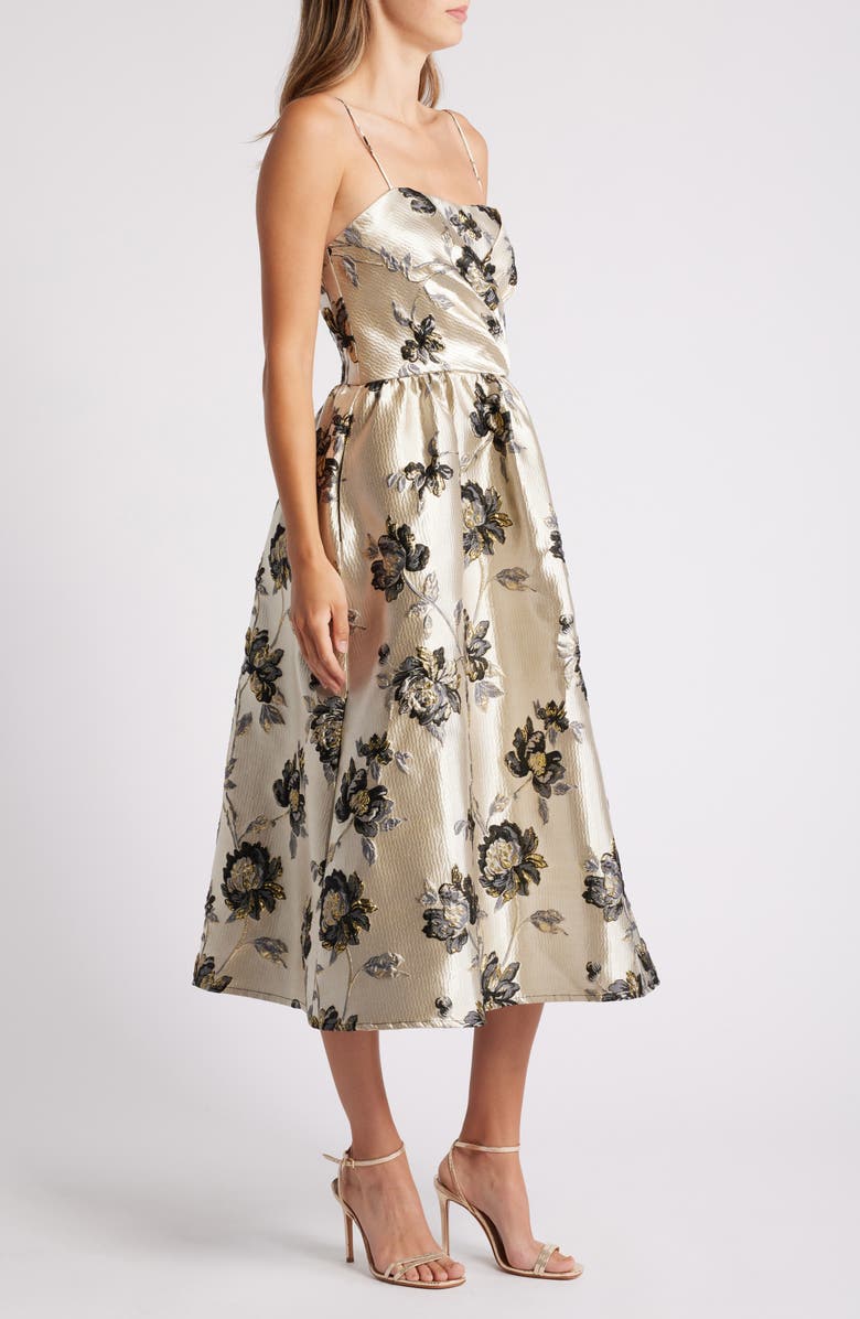 Julia Jordan Metallic Floral Brocade Cocktail Dress, Alternate, color, 