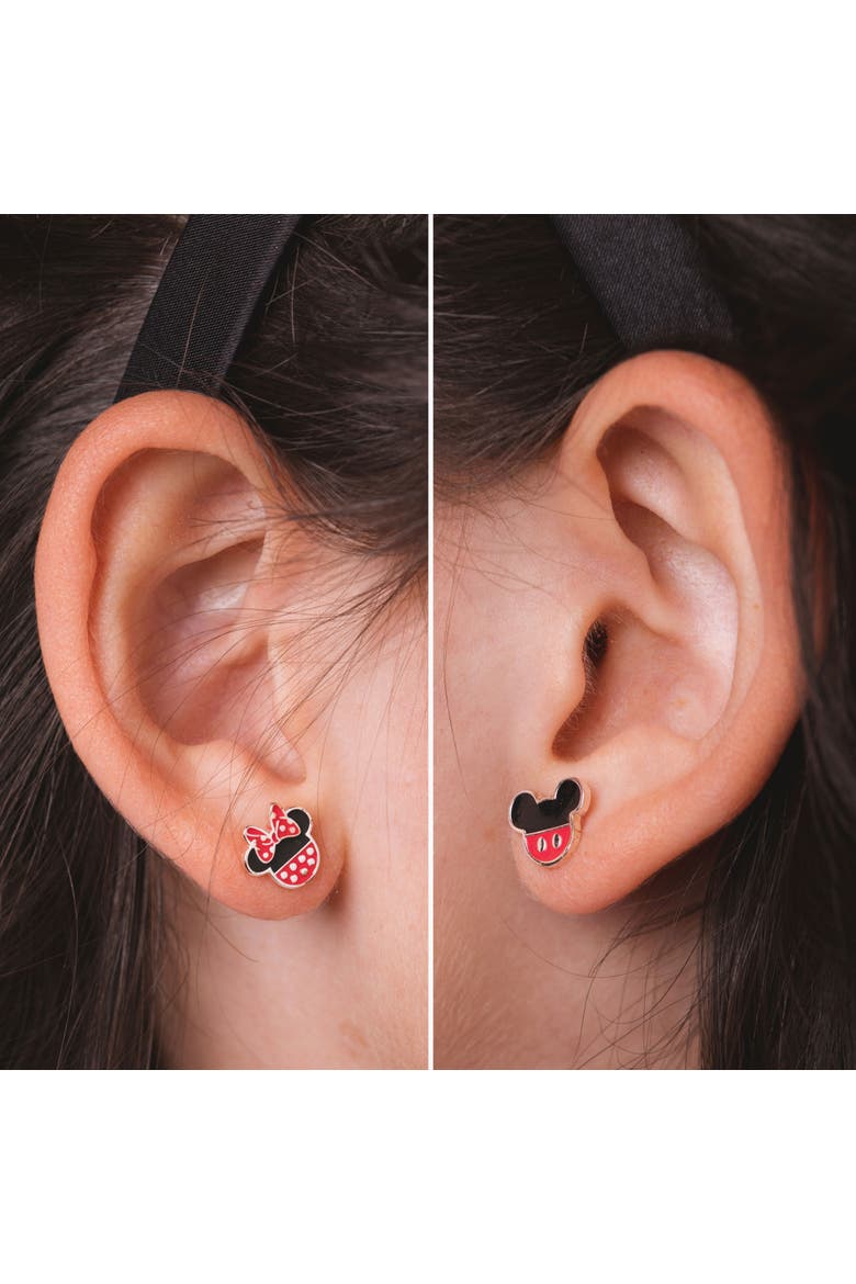 Mismatched Mickey And Minnie Mouse Earrings, Alternate, color, Red, Black
