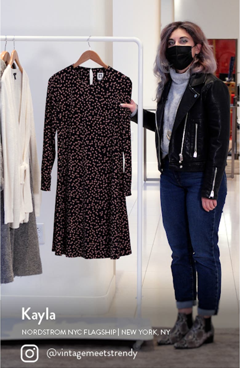 Scattered Dot Long Sleeve Knit Shift Dress, sales video thumbnail