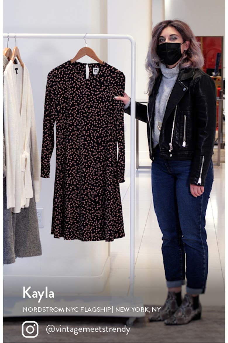 Scattered Dot Long Sleeve Knit Shift Dress video