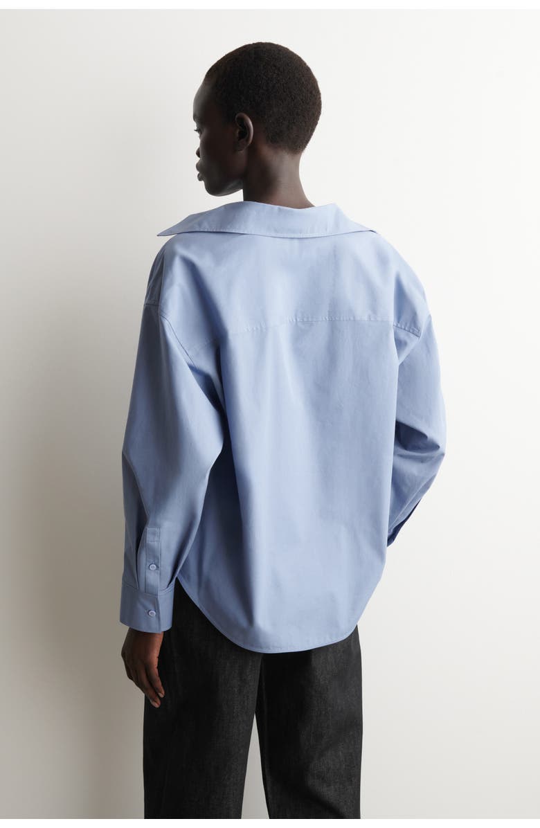 COS Open-Collar Cotton Shirt, Alternate, color, Blue