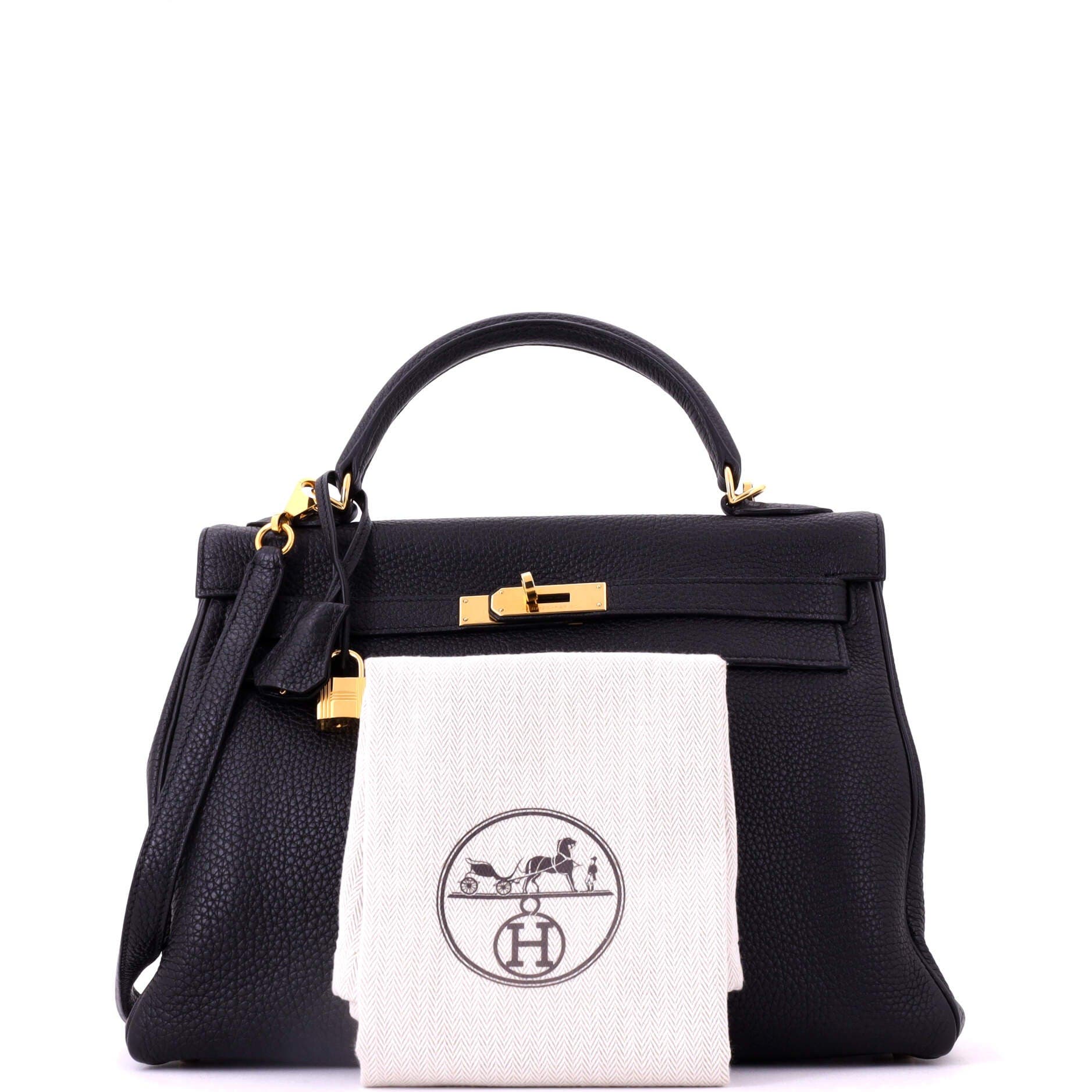 Pre-Owned Hermes Kelly Handbag Black Togo with Gold Hardware 32, Alternate, color, Noir