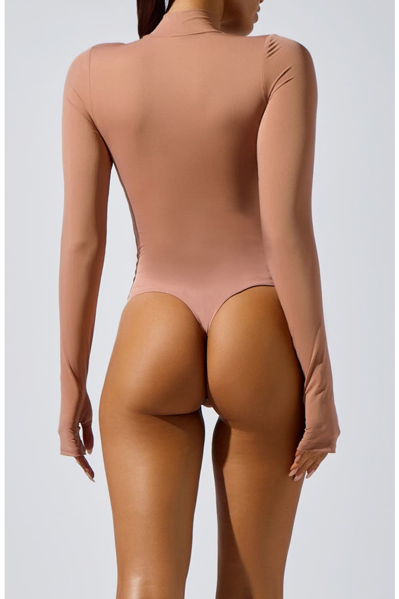 Mock Neck Long Sleeve Bodysuit, Alternate, color, BLUSH