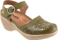 SoftWalk® Mabelle Perf Ankle Strap Platform Wedge Clog