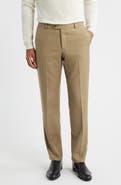 Berle Flat Front Tan Super 120s Wool Dress Pants