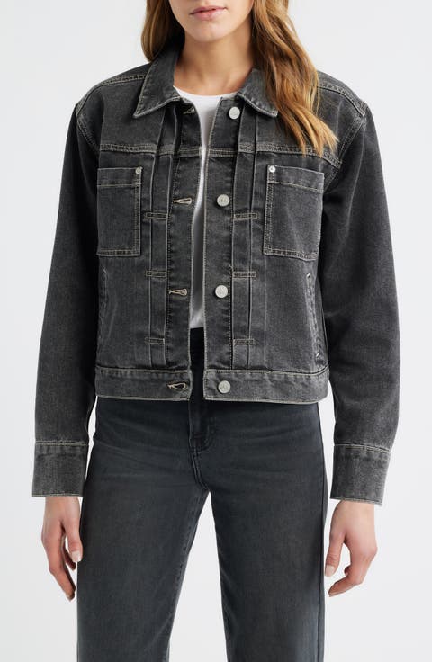 Pleated Denim Jacket