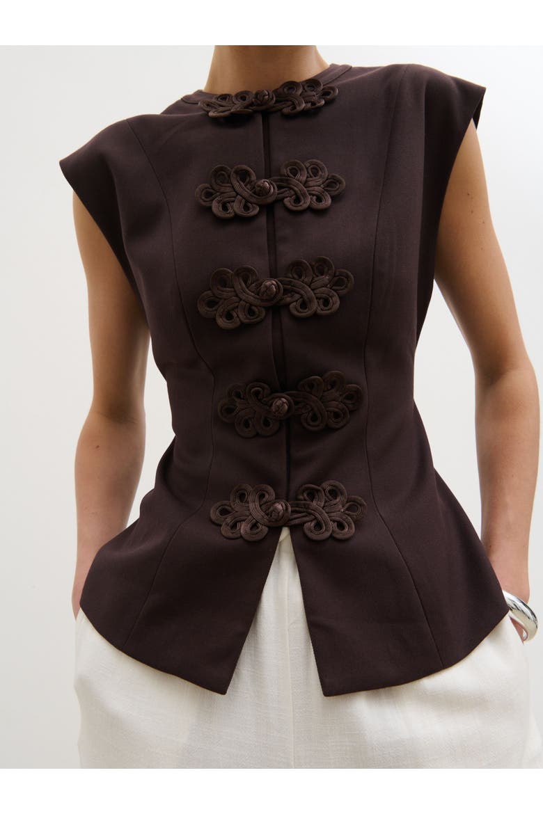 Hollyn Sleeveless Waistcoat, Alternate, color, Brown